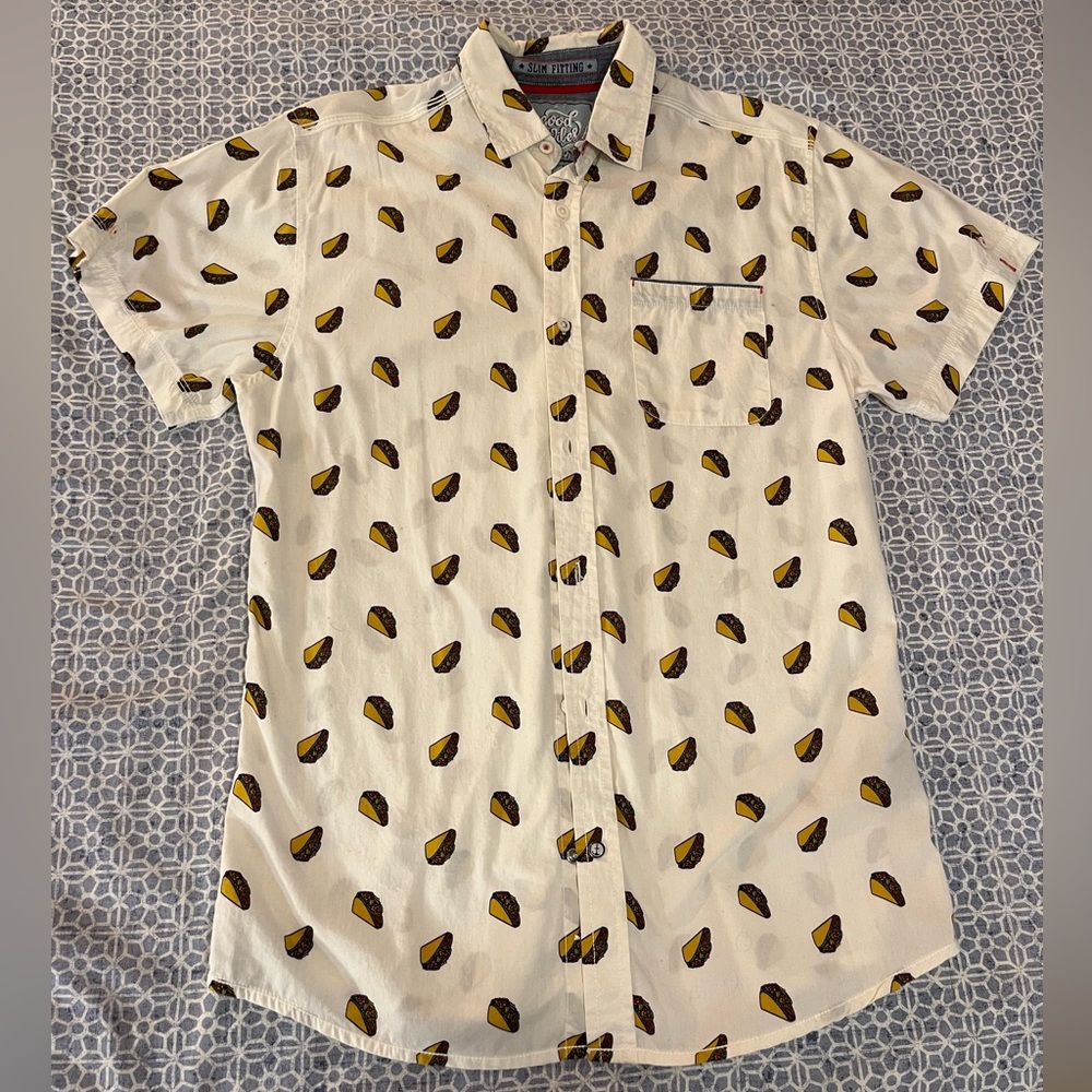 Good Vibes taco button down